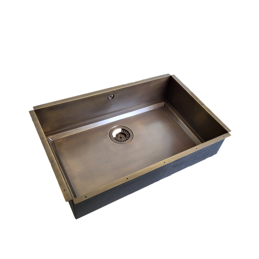 Olif Crudo 65 Cladded Patinated Brass Kitchen Sink