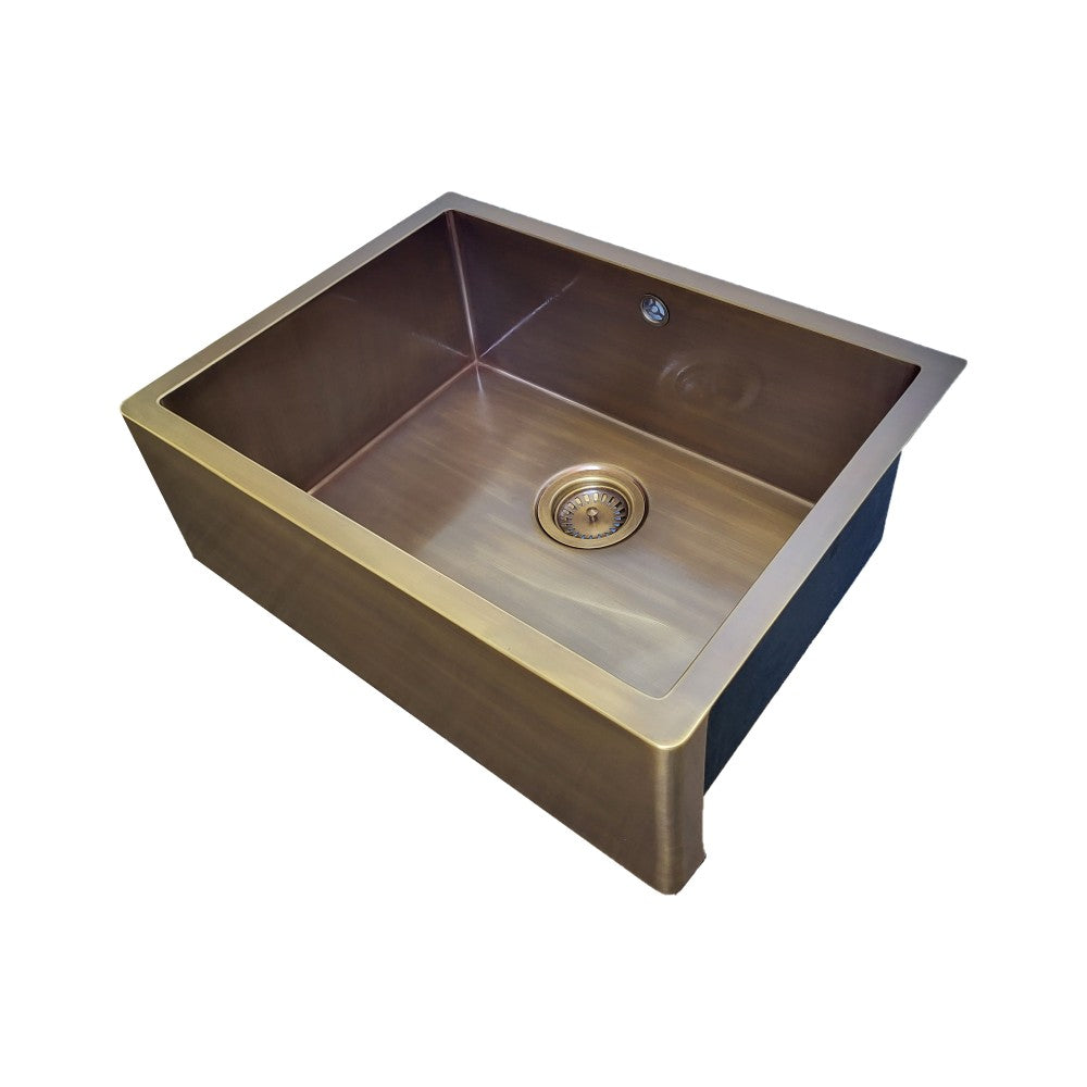 Olif Crudo 60 Belfast Patinated Brass kitchen sink, single