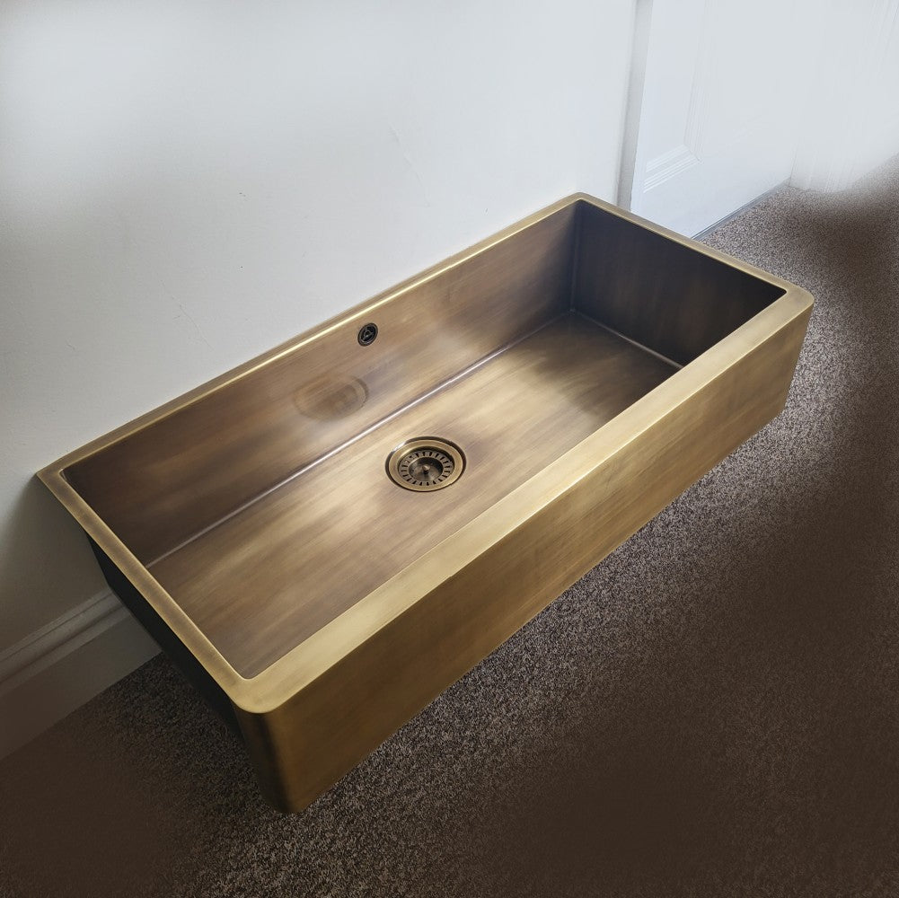 Olif Crudo 99 Belfast Patinated Brass kitchen sink, single