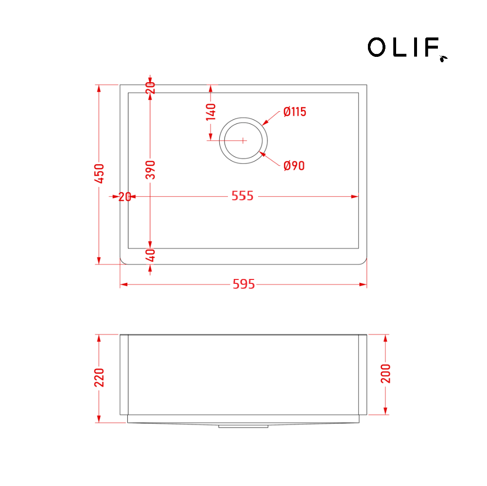 Olif Crudo 60 Belfast Patinated Brass kitchen sink, single