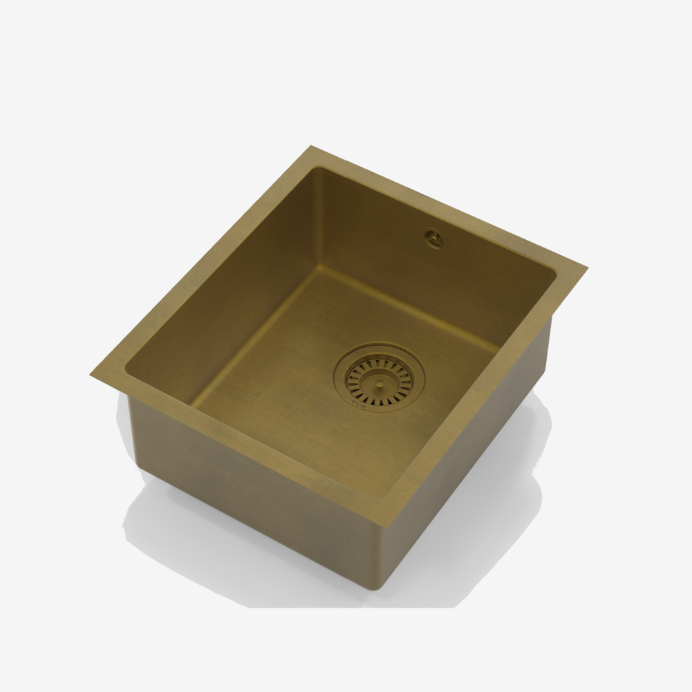 Olif Crudo Rondo 34 Patinated Brass kitchen sink, undermount or topmount