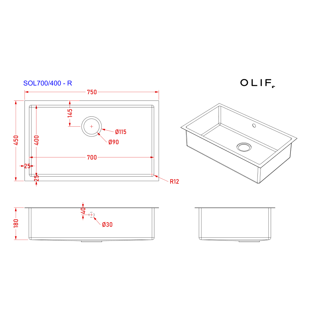 Olif Crudo Rondo 70 Patinated Brass kitchen sink, undermount or topmount