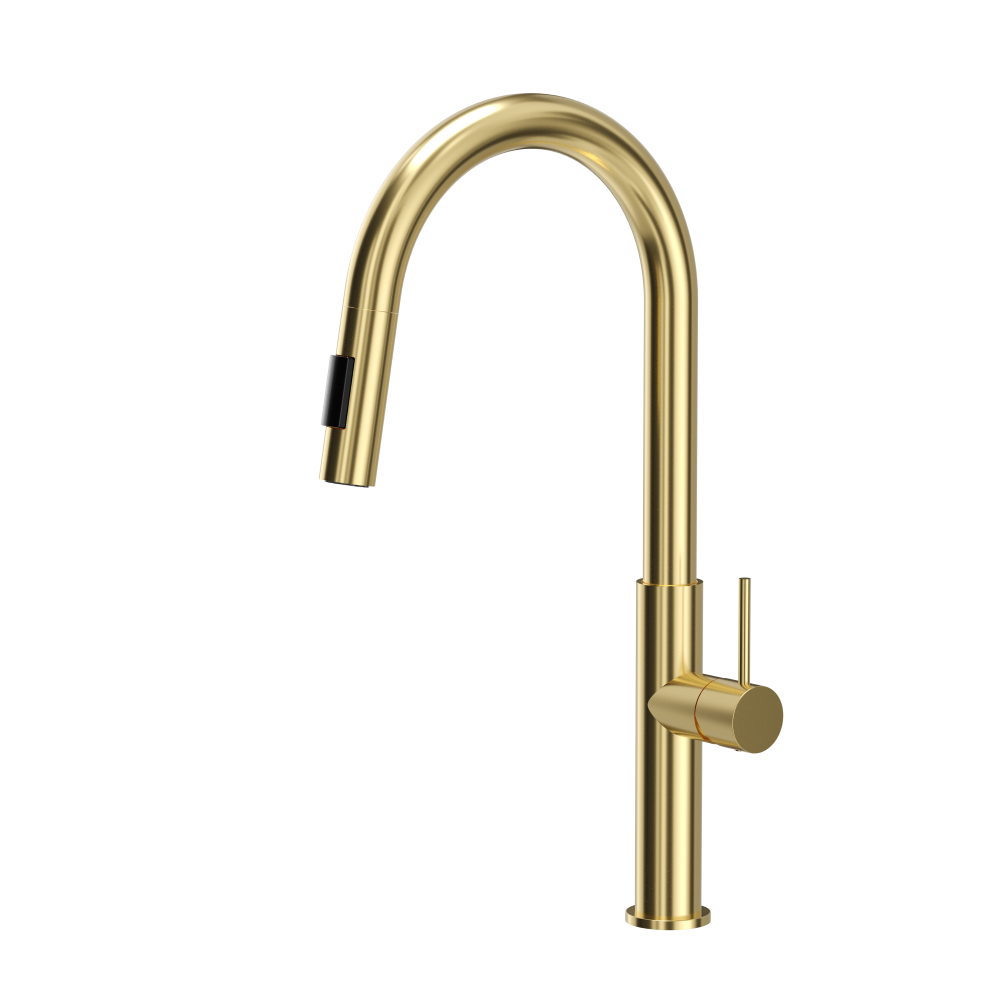 Quadron Darcy Gold pull-out kitchen tap, with spray function