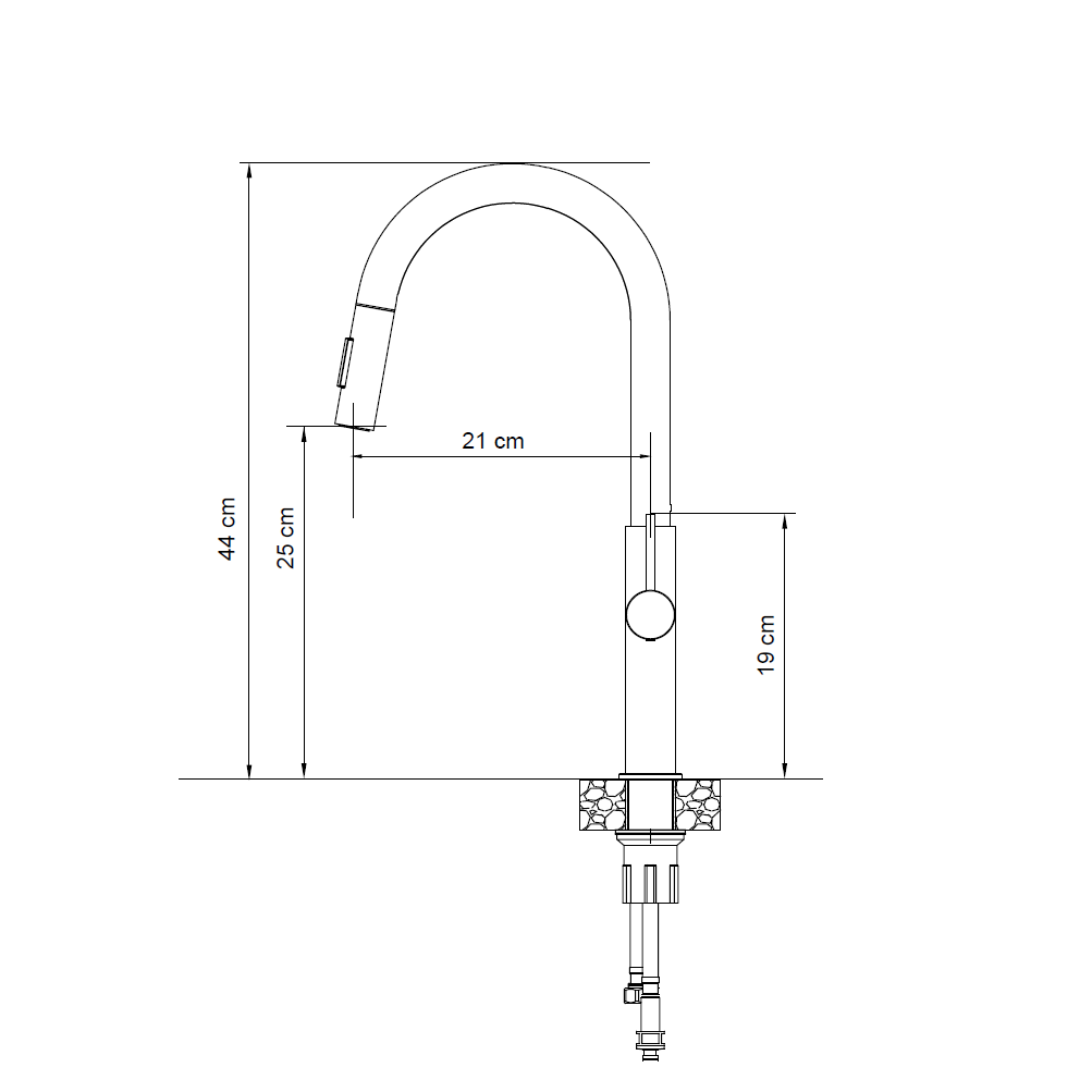 Quadron Darcy Graphite pull-out kitchen tap, with spray function