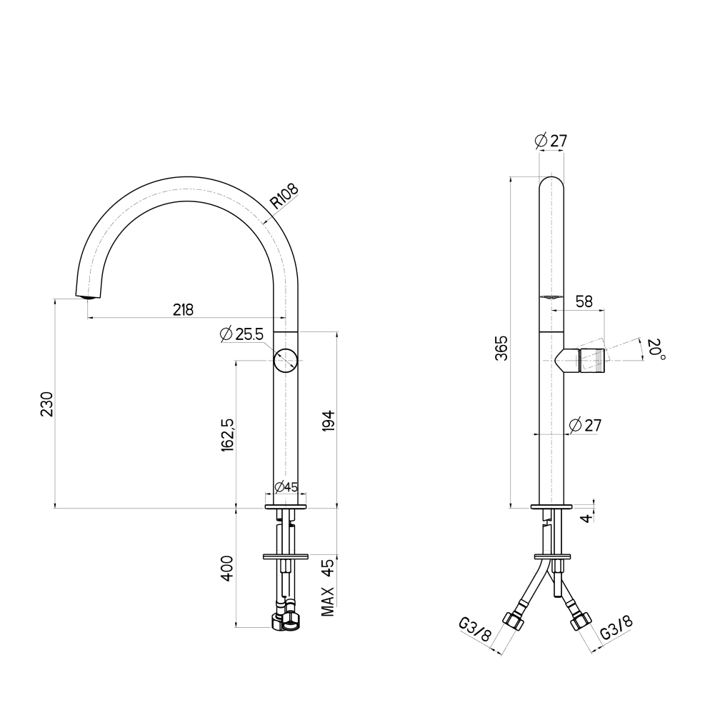 Artinox Eidos Outdoor kitchen mixer tap