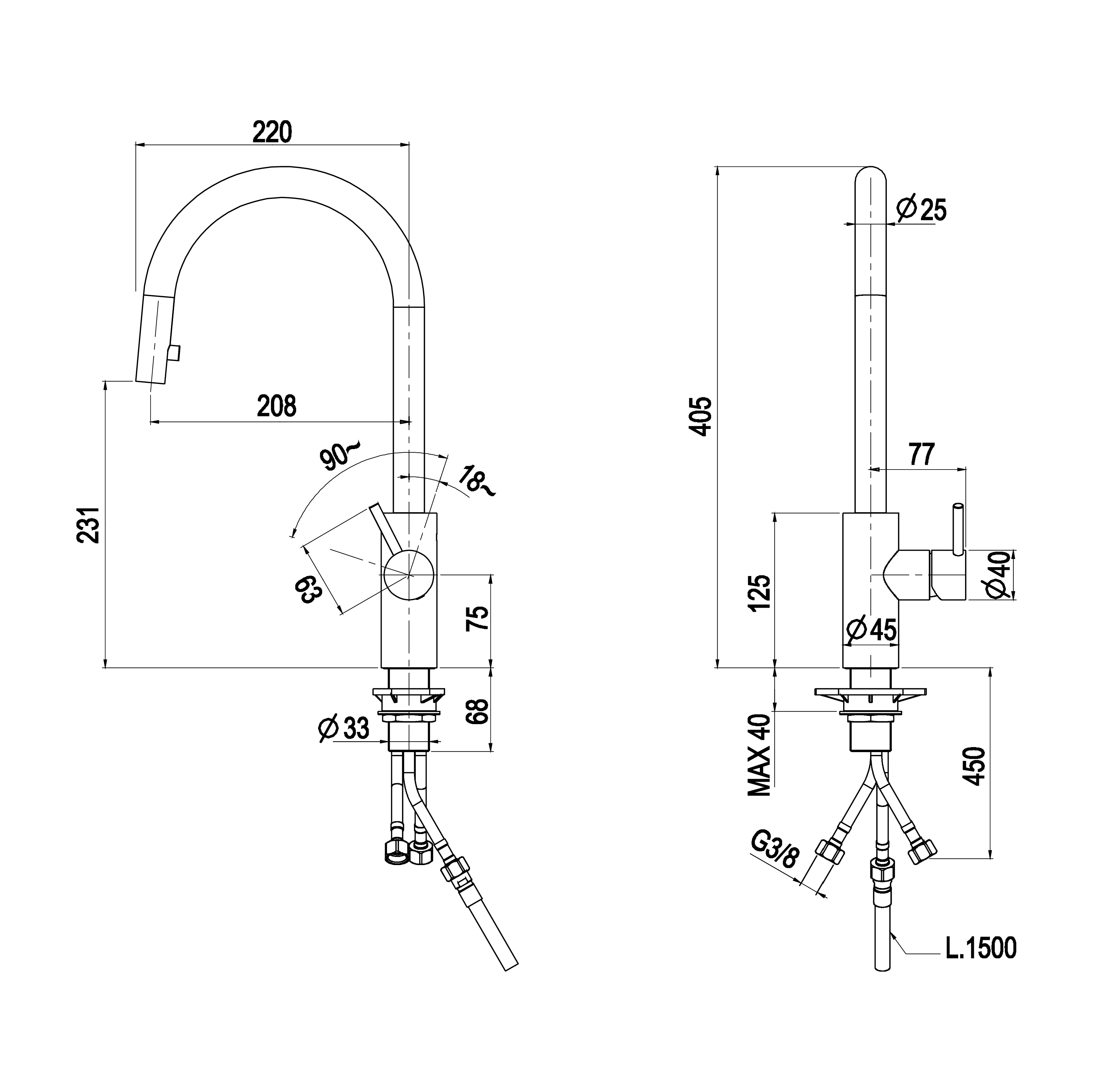 Artinox Eos Outdoor Pull-out kitchen tap