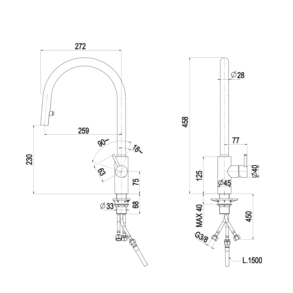 Artinox Therion Outdoor Pull-out kitchen tap with Jet