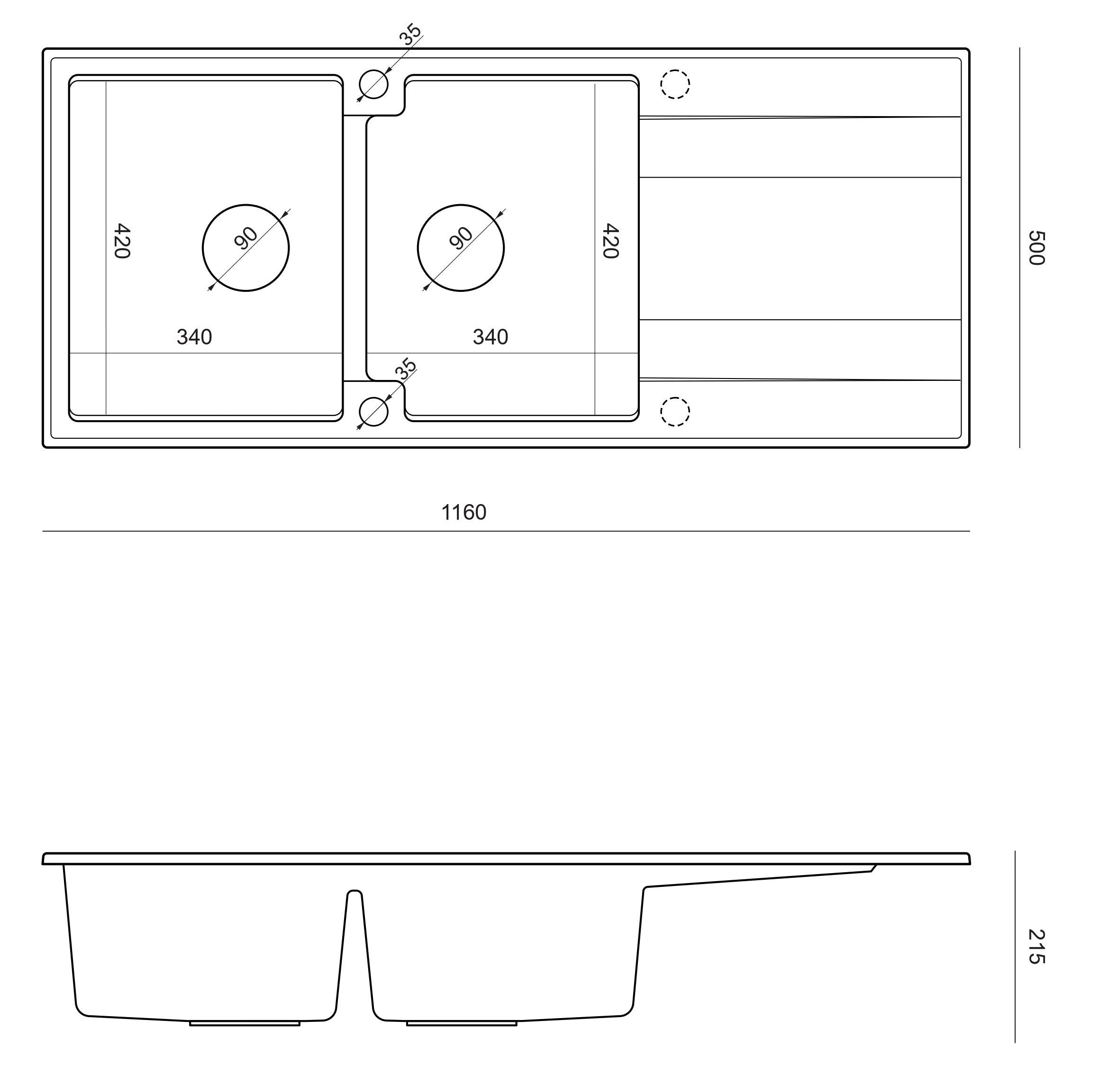 Quadron Evan 121 GraniteQ sink