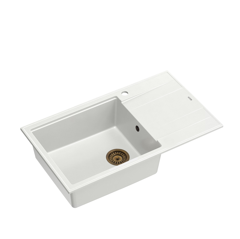 Quadron Evan 136 XL White Patinated Brass inset kitchen sink