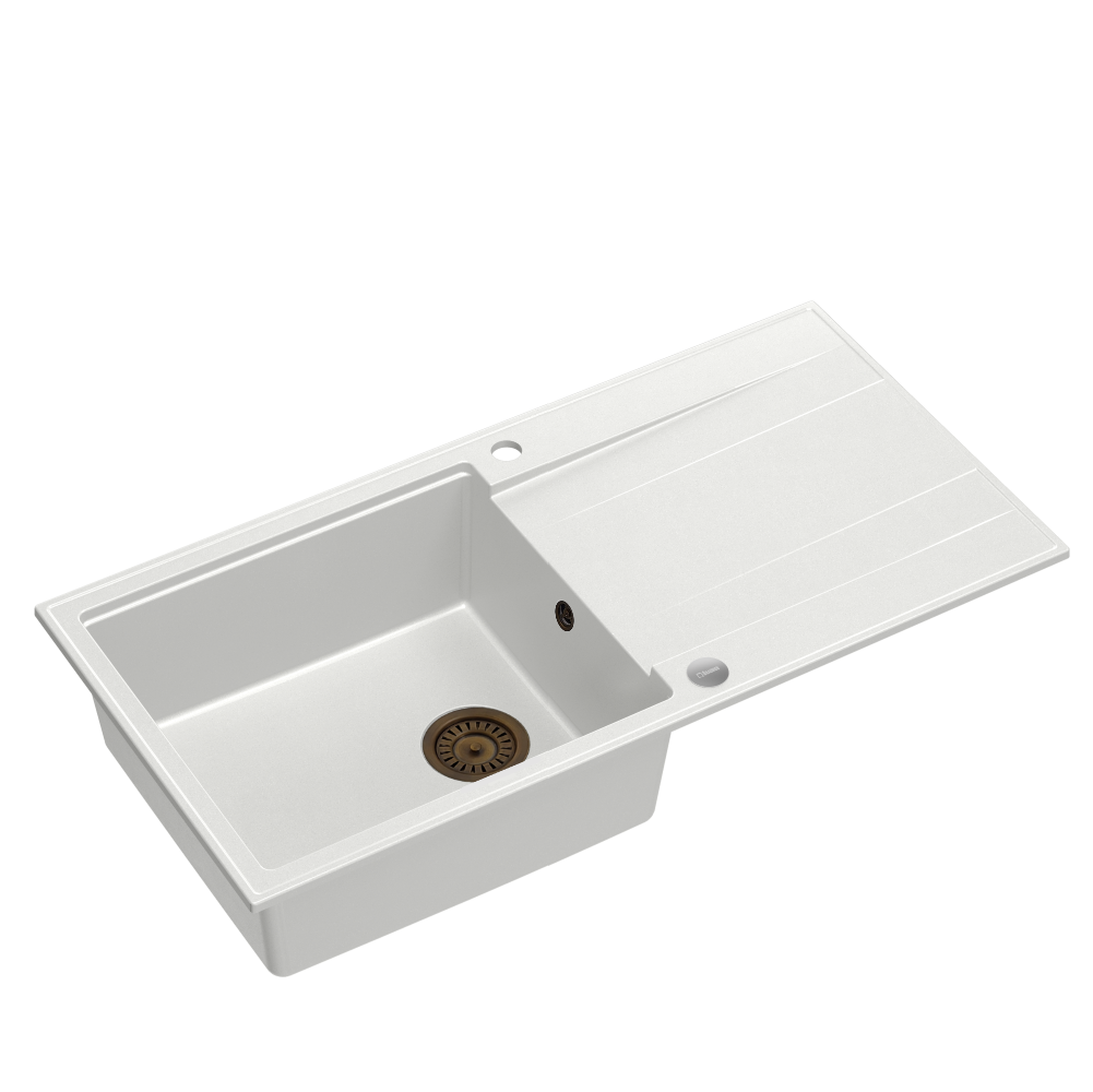 Quadron Evan 146 XL White Patinated Brass inset kitchen sink
