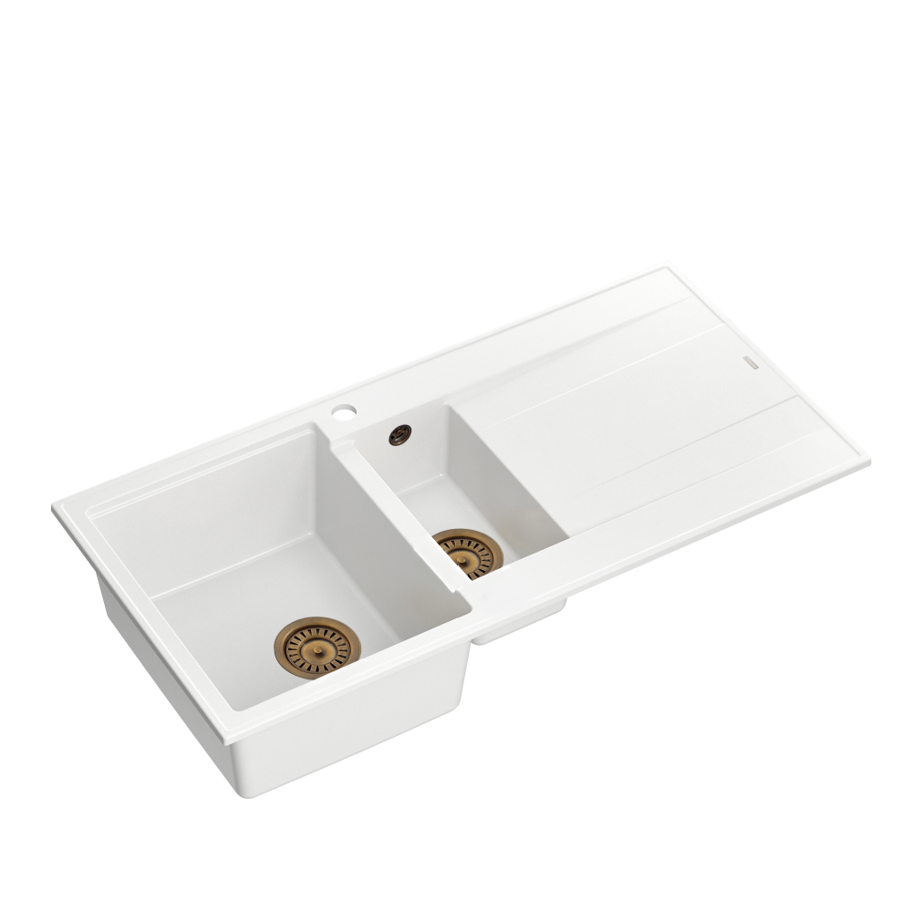 Quadron Evan 156 White Patinated Brass inset kitchen sink