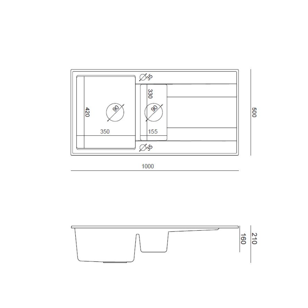 Quadron Evan 156 Black Patinated Brass inset kitchen sink