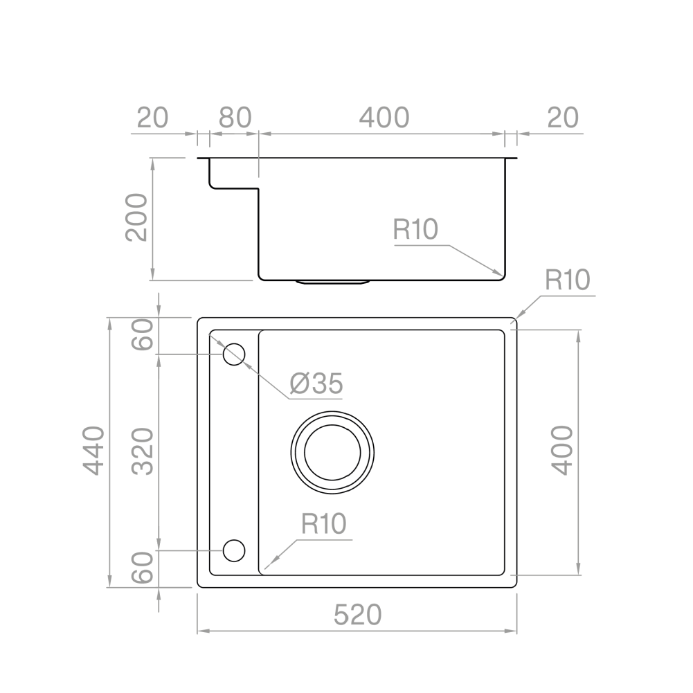 Artinox Ghost Marina 60, outdoor kitchen sink