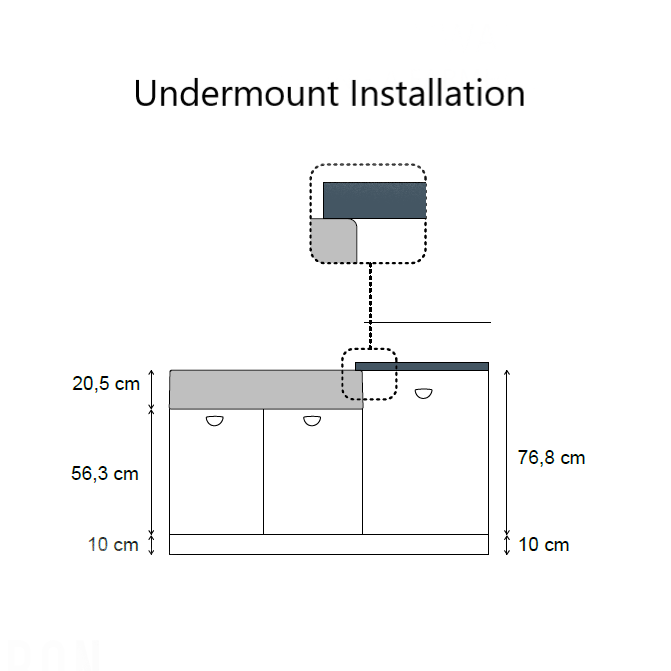 Quadron Bill 120 Black, belfast granite sink