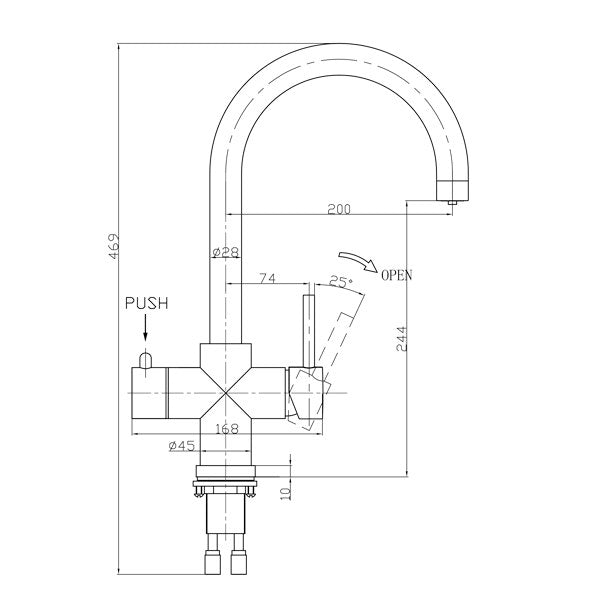 INTU 4n1 Swan Instant Hot Water tap Brushed Nickel, with tank and filter