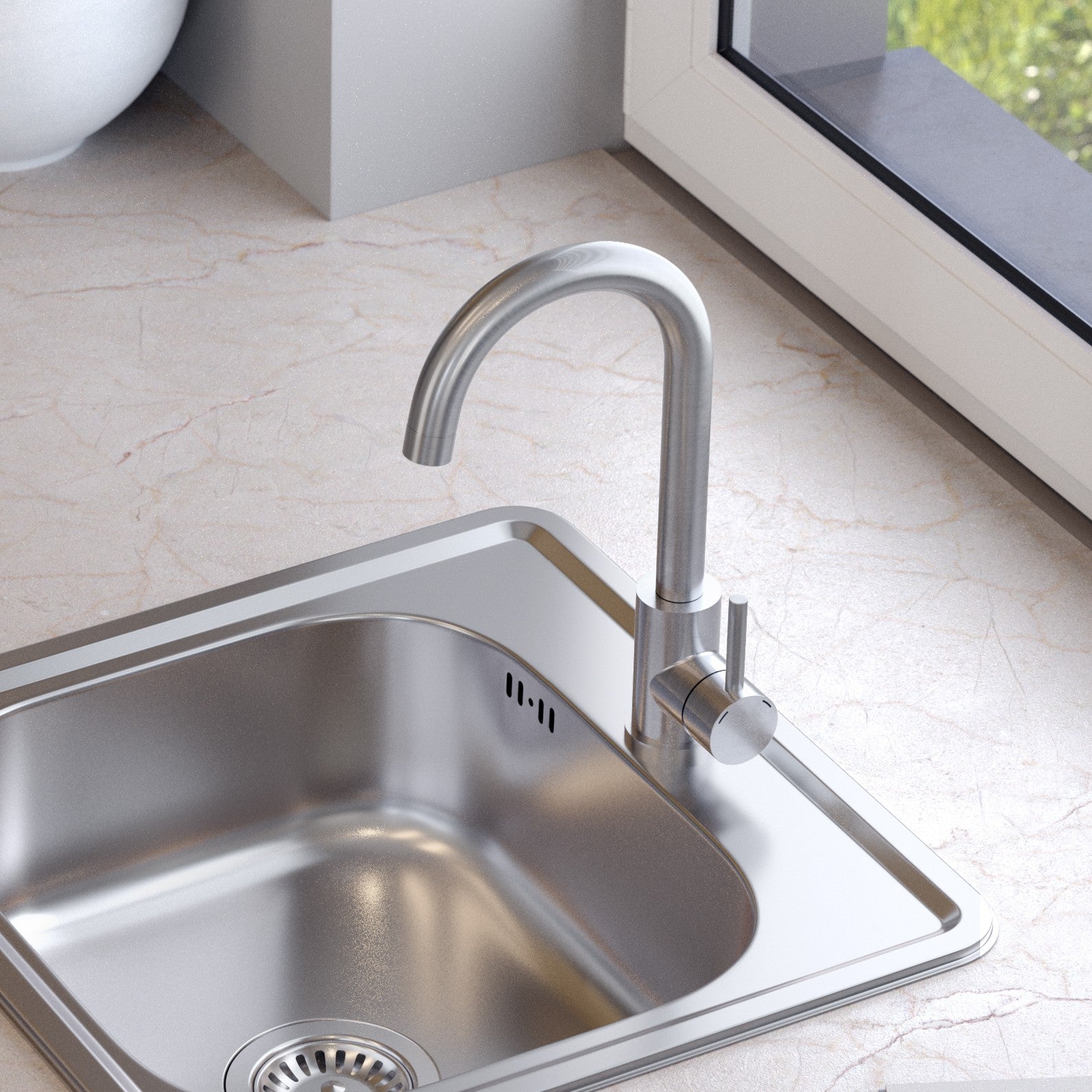 Quadron Kate kitchen tap, Brushed Steel