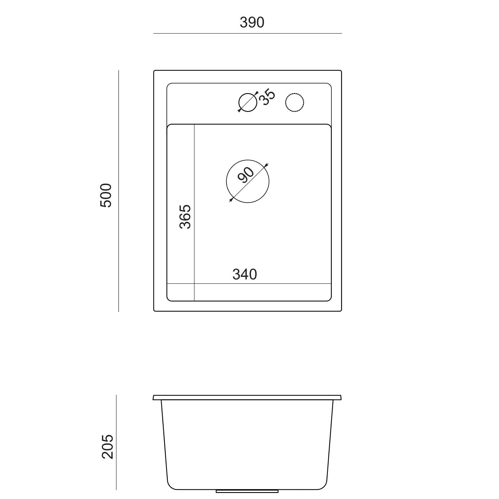 Quadron Johnny 90 Black sink