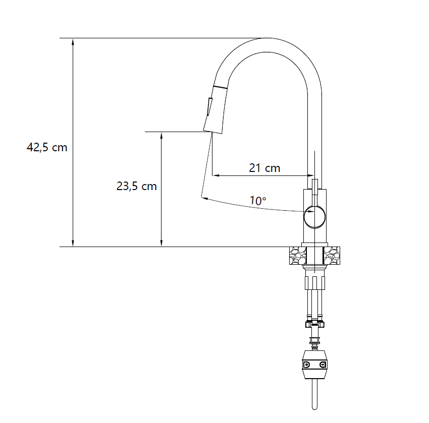 Quadron Julia pull down tap with spray function, Matte Black