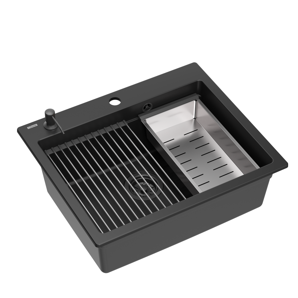 Quadron Kurt Pure Carbon inset kitchen workstation