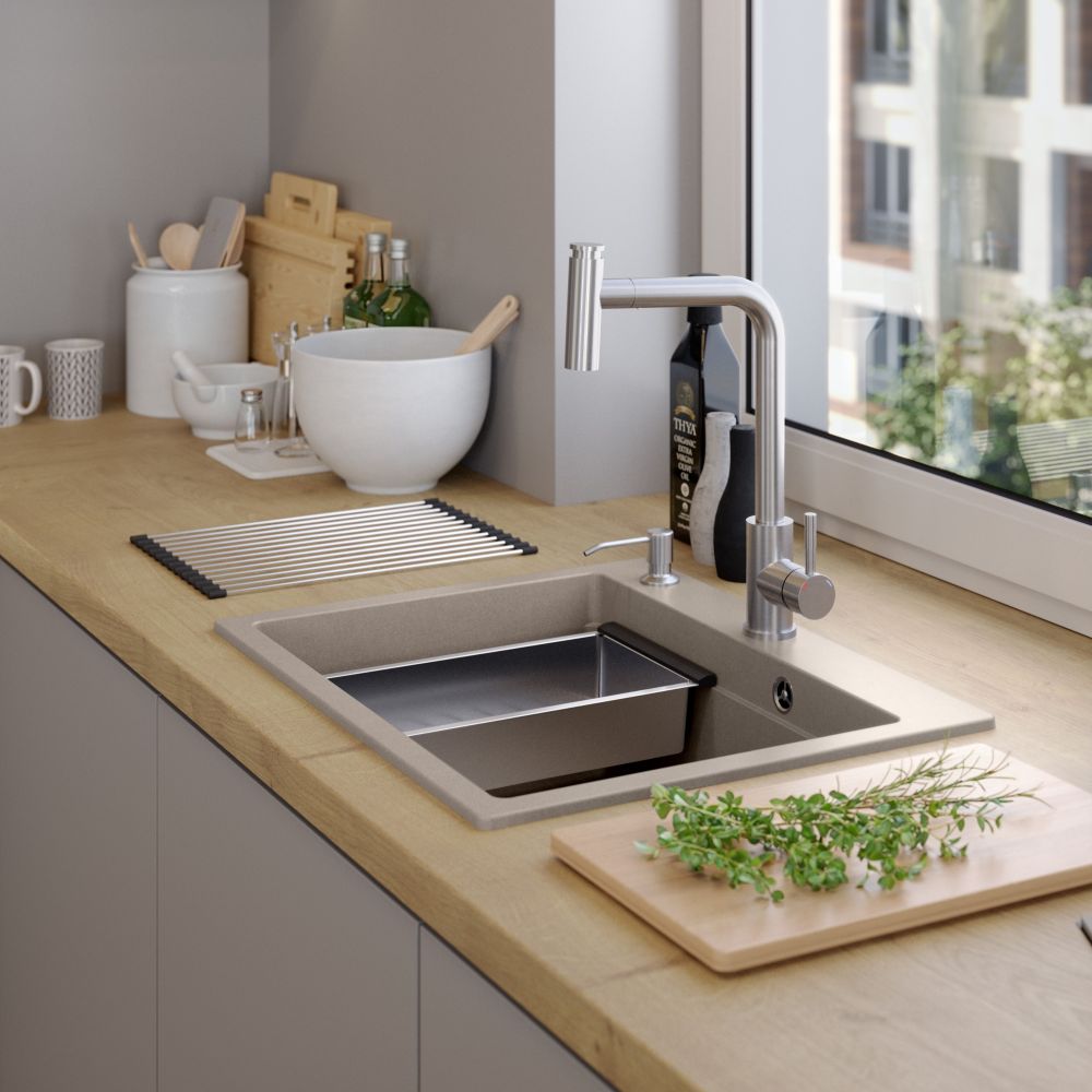 Quadron Kurt Pearl Beige inset kitchen workstation