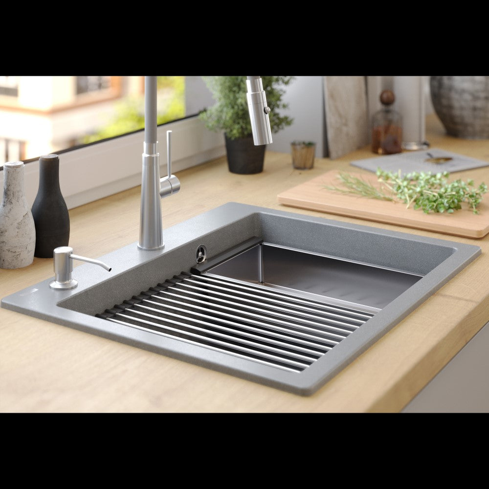 Quadron Kurt Silver Stone inset kitchen workstation