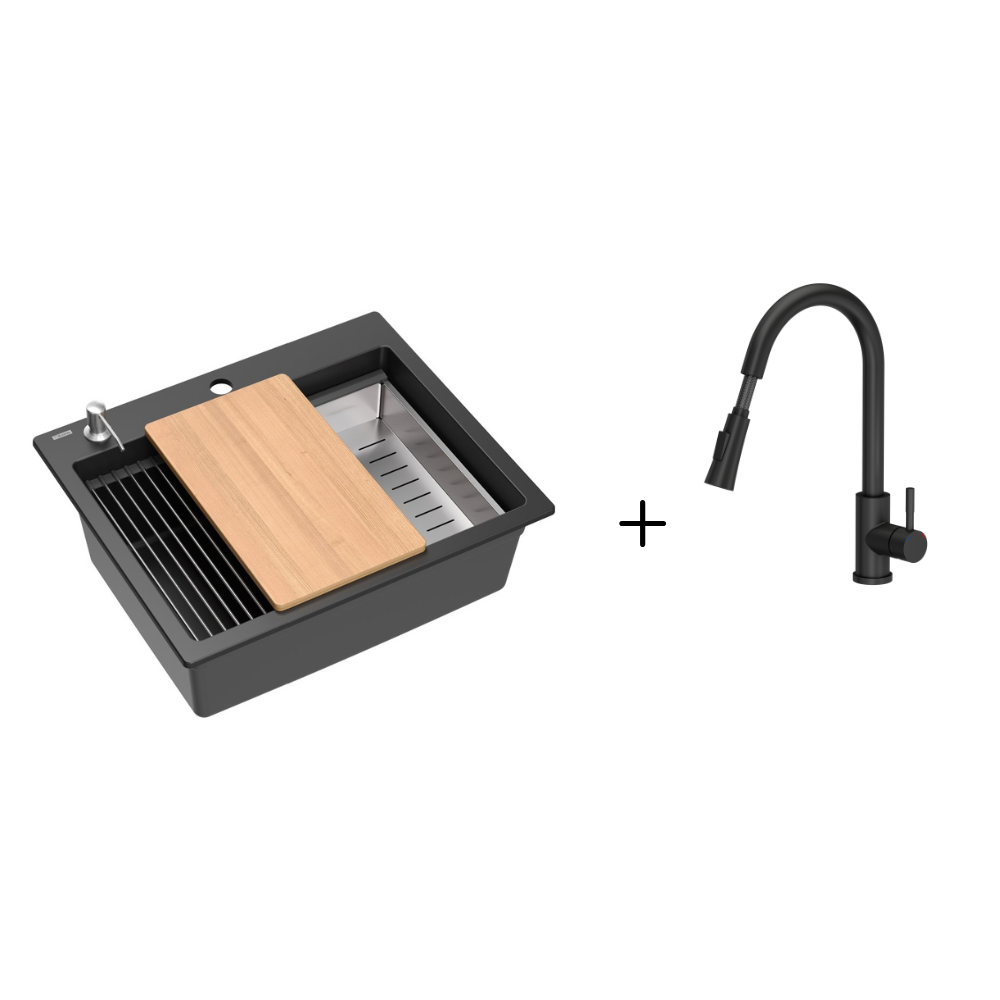 Quadron Kurt Pure Carbon inset kitchen workstation