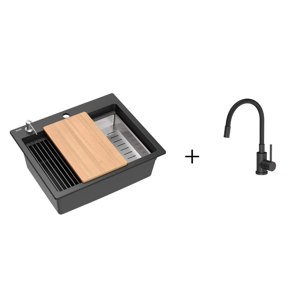 Quadron Kurt Pure Carbon inset kitchen workstation