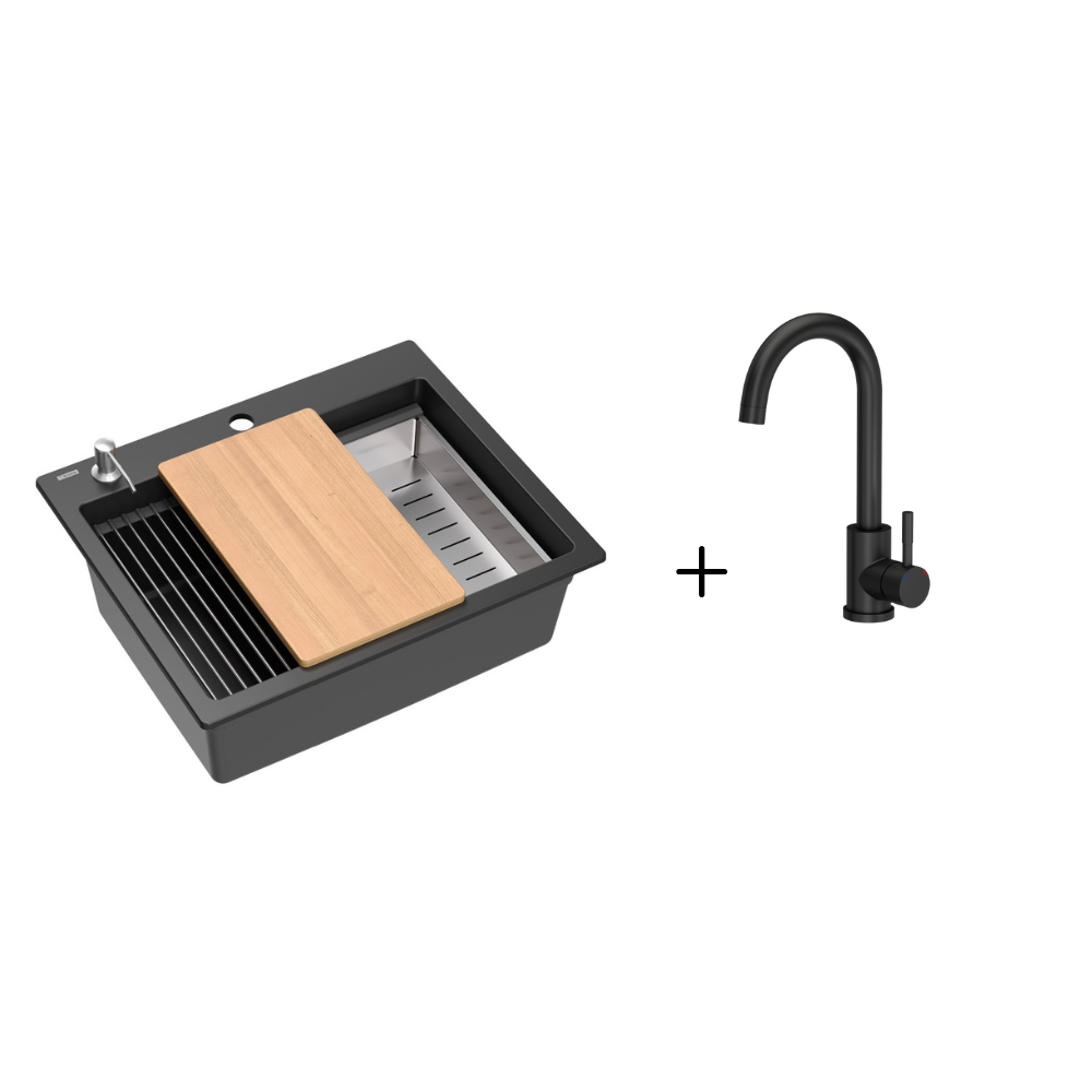 Quadron Kurt Pure Carbon inset kitchen workstation