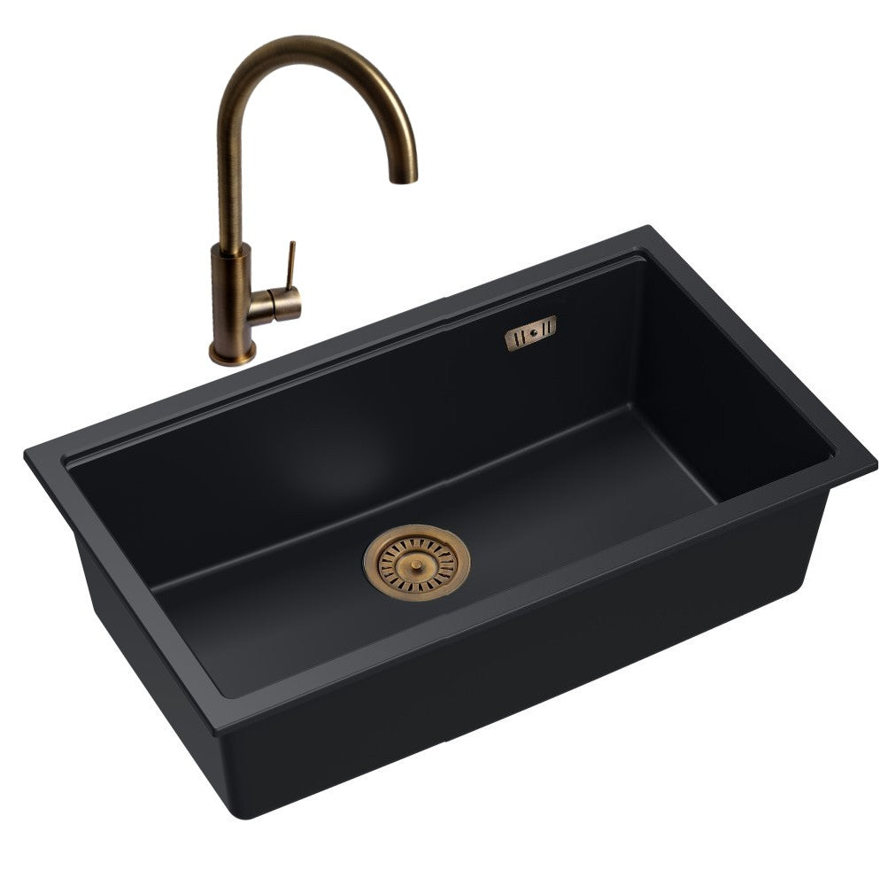 Quadron Logan 110 Black Patinated Brass, topmount or undermount sink