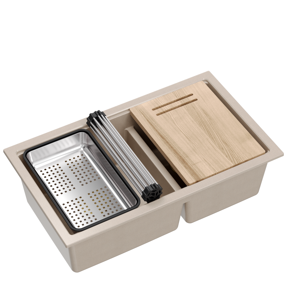 Quadron Logan 120 Pearl Beige, topmount or undermount sink