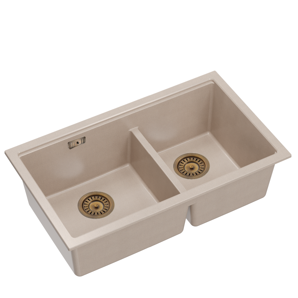 Quadron Logan 120 Pearl Beige Patinated Brass, topmount or undermount sink