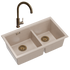Quadron Logan 120 Pearl Beige Patinated Brass, topmount or undermount sink