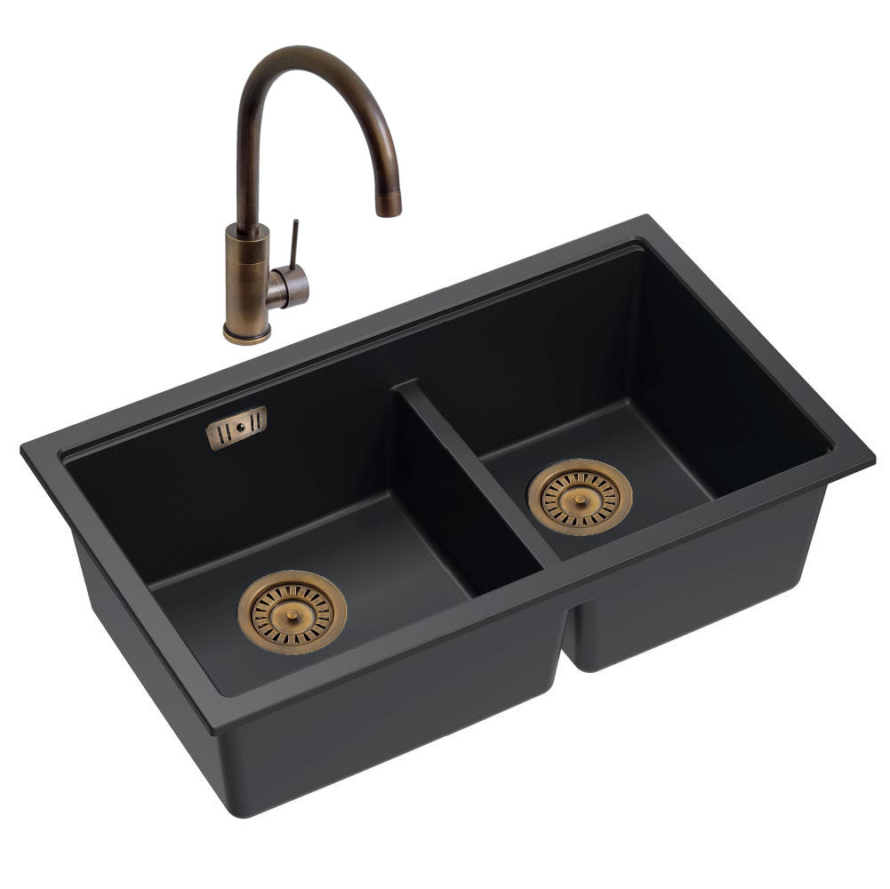 Quadron Logan 120 Black Patinated Brass, topmount or undermount sink