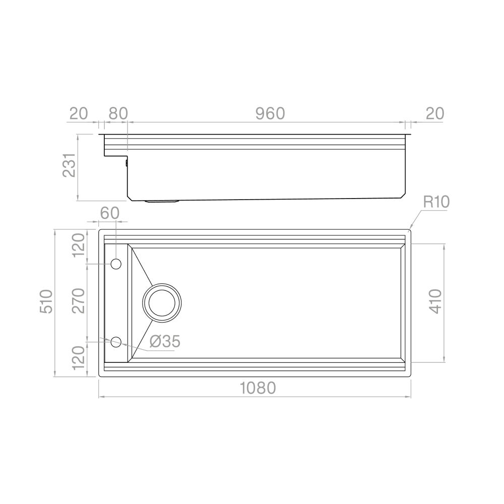 Artinox Layer BRL 104, top or undermount multi-level sink