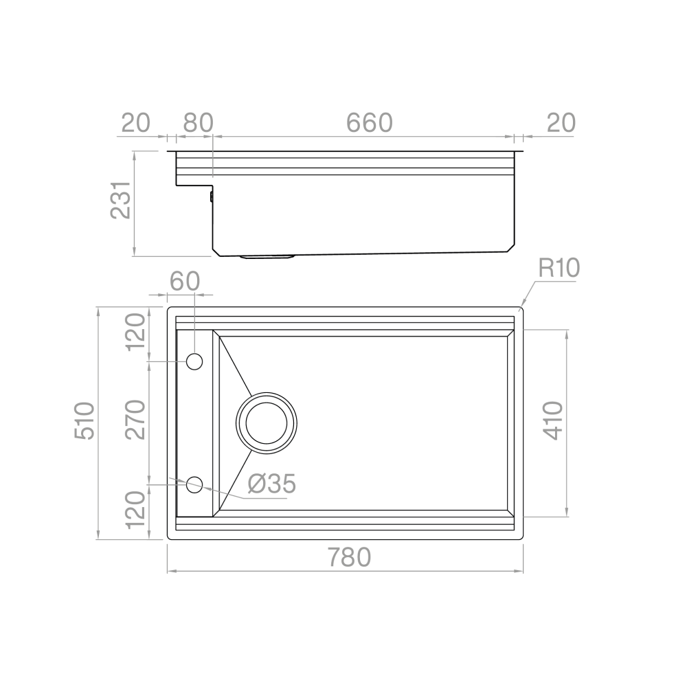 Artinox Layer BRL 74, top or undermount multi-level sink