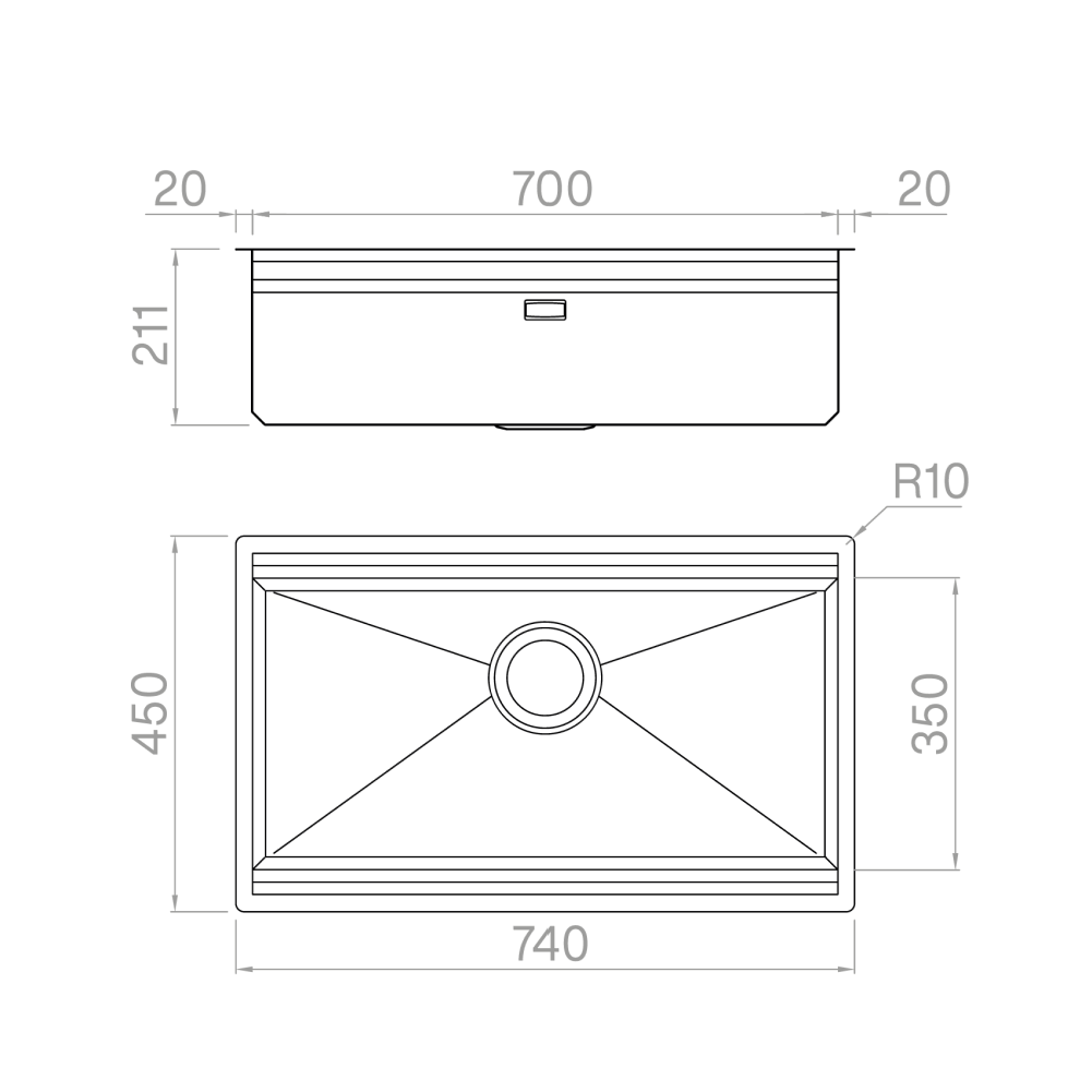 Artinox Layer SBR 70, top or undermount multi-level sink