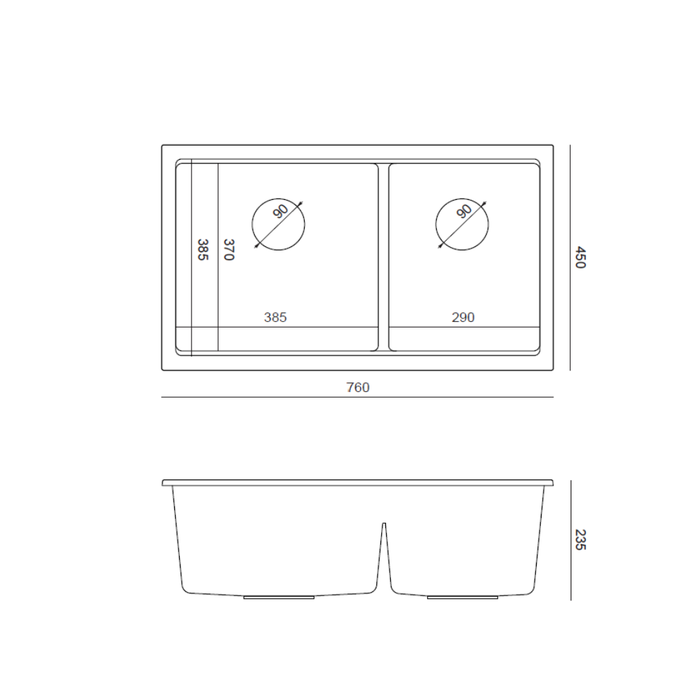 Quadron Logan 120 White Mix & Match, topmount or undermount sink