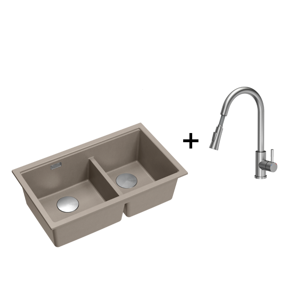 Quadron Logan 120 Soft Taupe, topmount or undermount sink