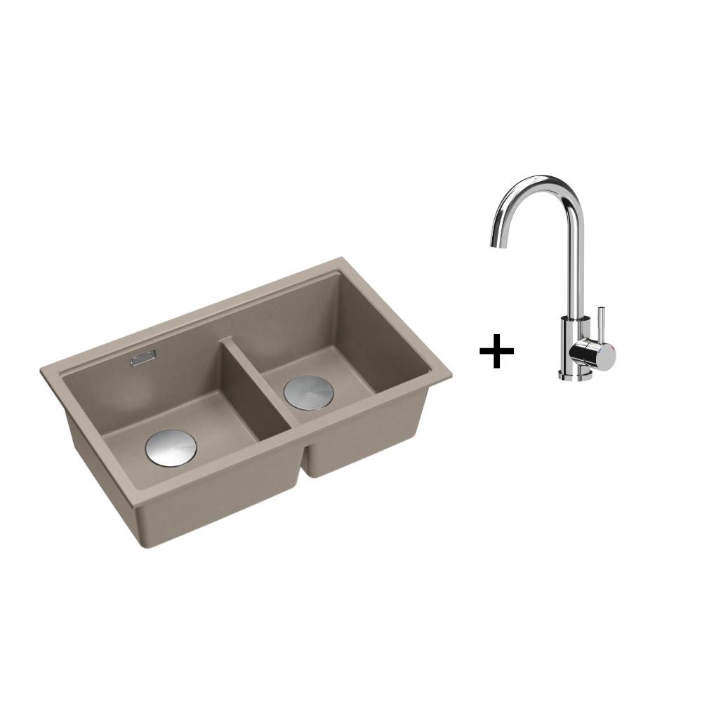Quadron Logan 120 Soft Taupe, topmount or undermount sink