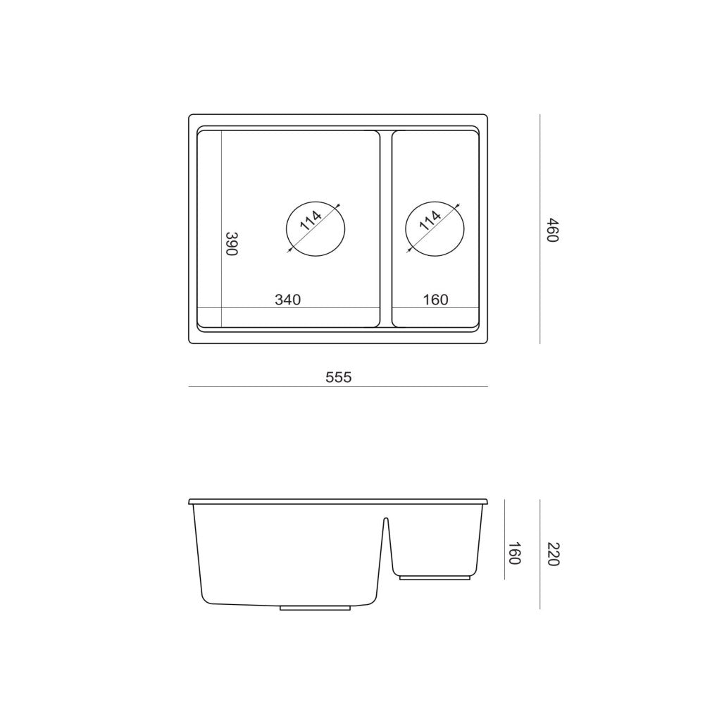 Quadron Logan 151 White, topmount or undermount sink