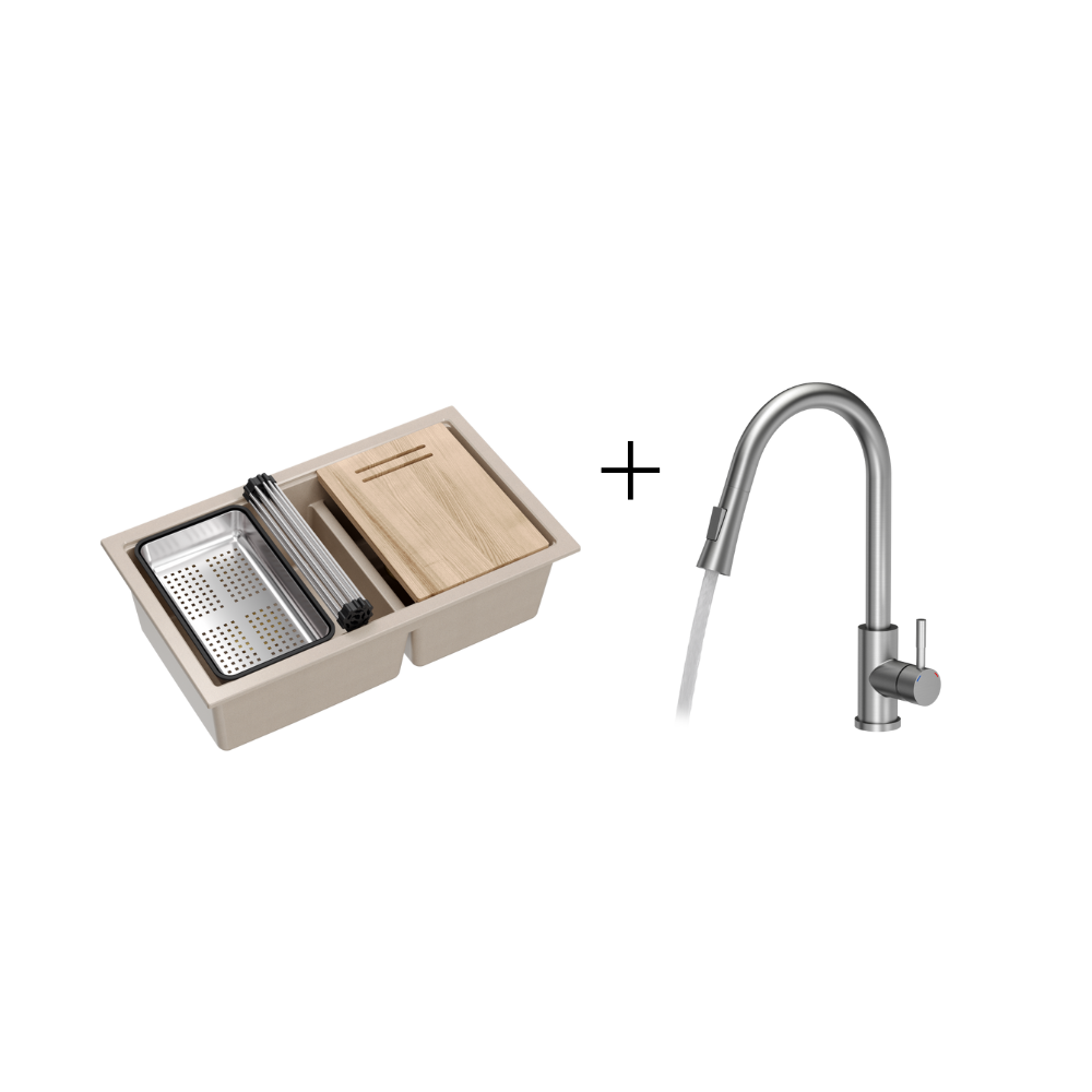 Quadron Logan 120 Pearl Beige, topmount or undermount sink