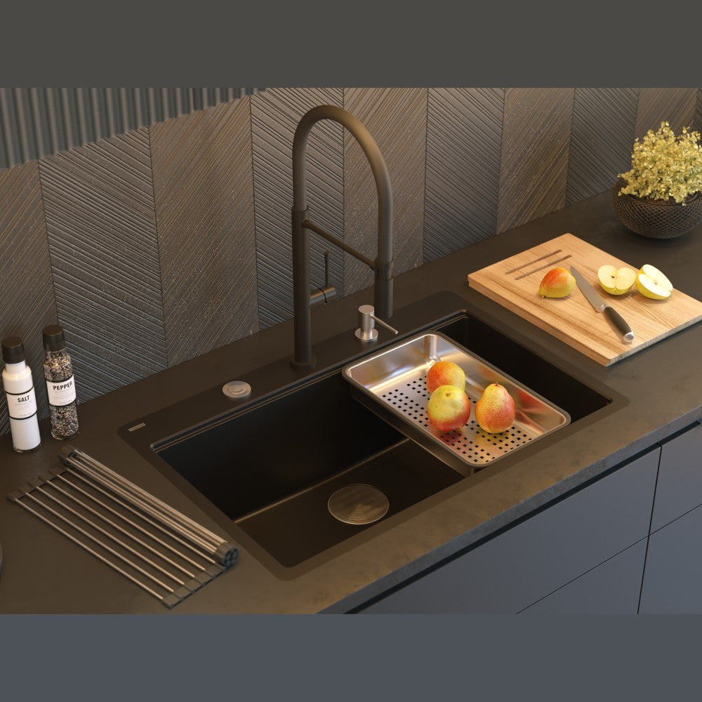 Quadron Marc Pure Carbon flush workstation sink