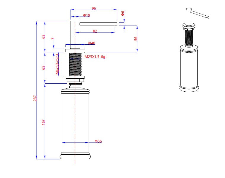 Quadron Judy Matte Black liquid dispenser