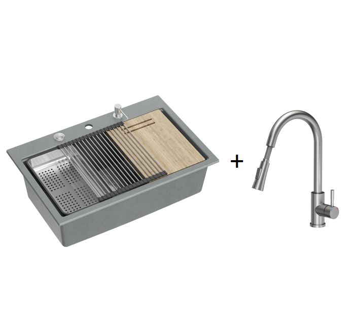 Quadron  Marc 110 Silver Stone inset kitchen workstation
