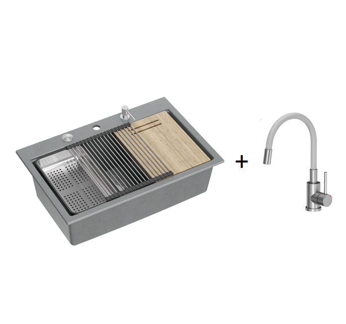 Quadron  Marc 110 Silver Stone inset kitchen workstation