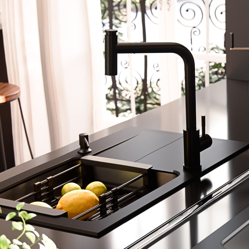 Quadron Meryl pull our tap with spray function, Matte Black