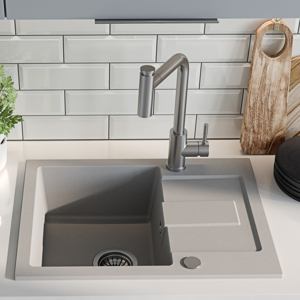 Quadron Meryl pull our tap with spray function, Brushed Steel