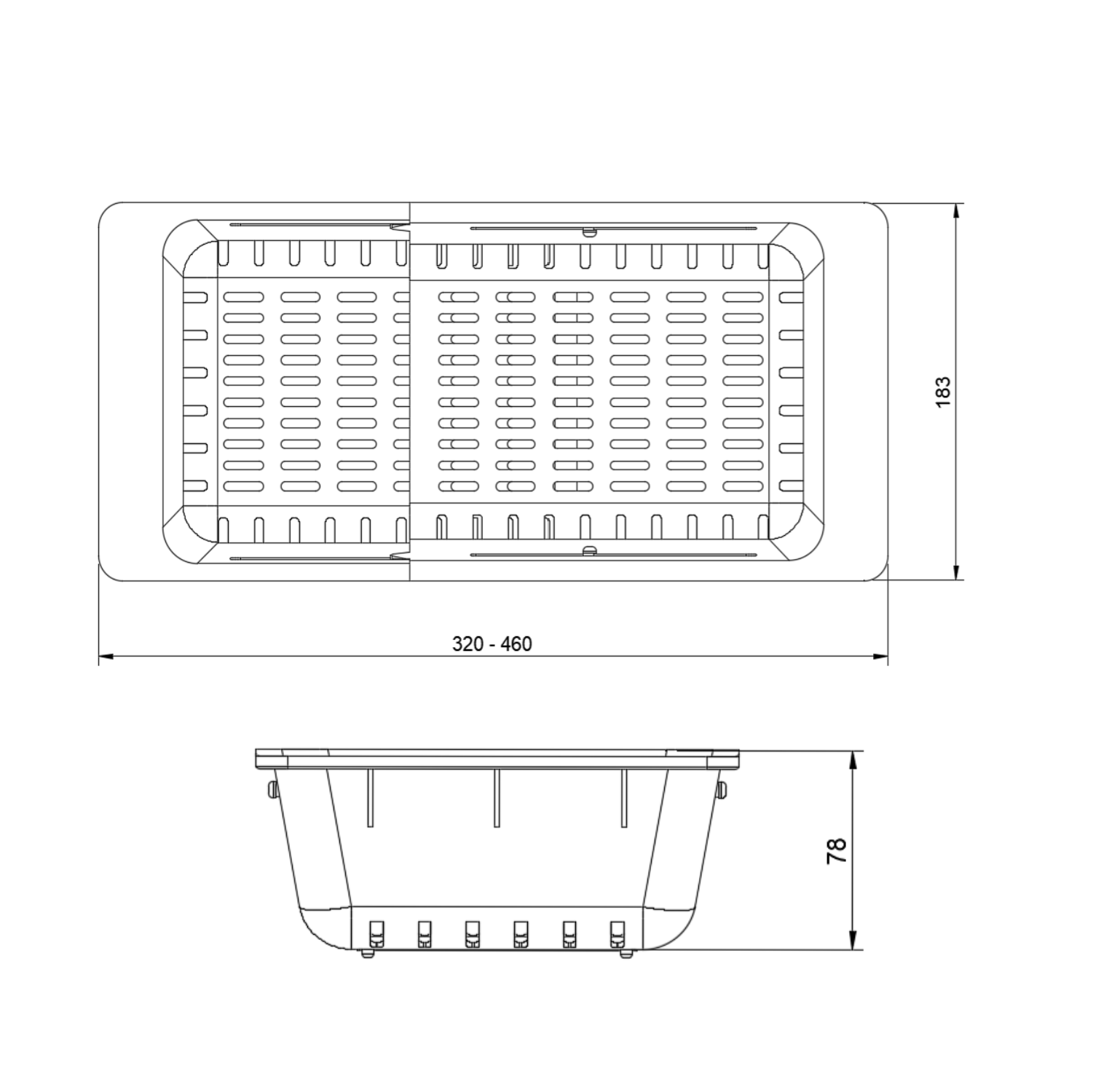 Quadron Colander Adjustable Black 320-460 x 185
