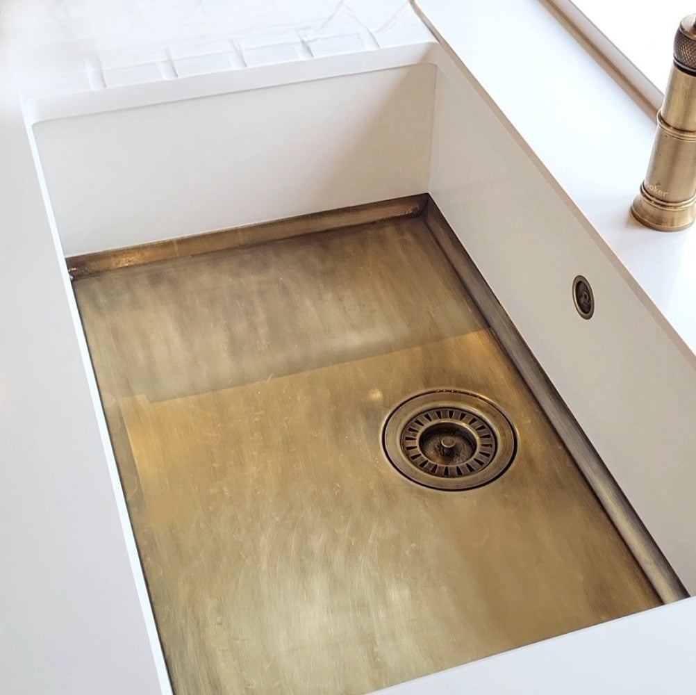 Olif Crudo 65 Cladded Patinated Brass Kitchen Sink