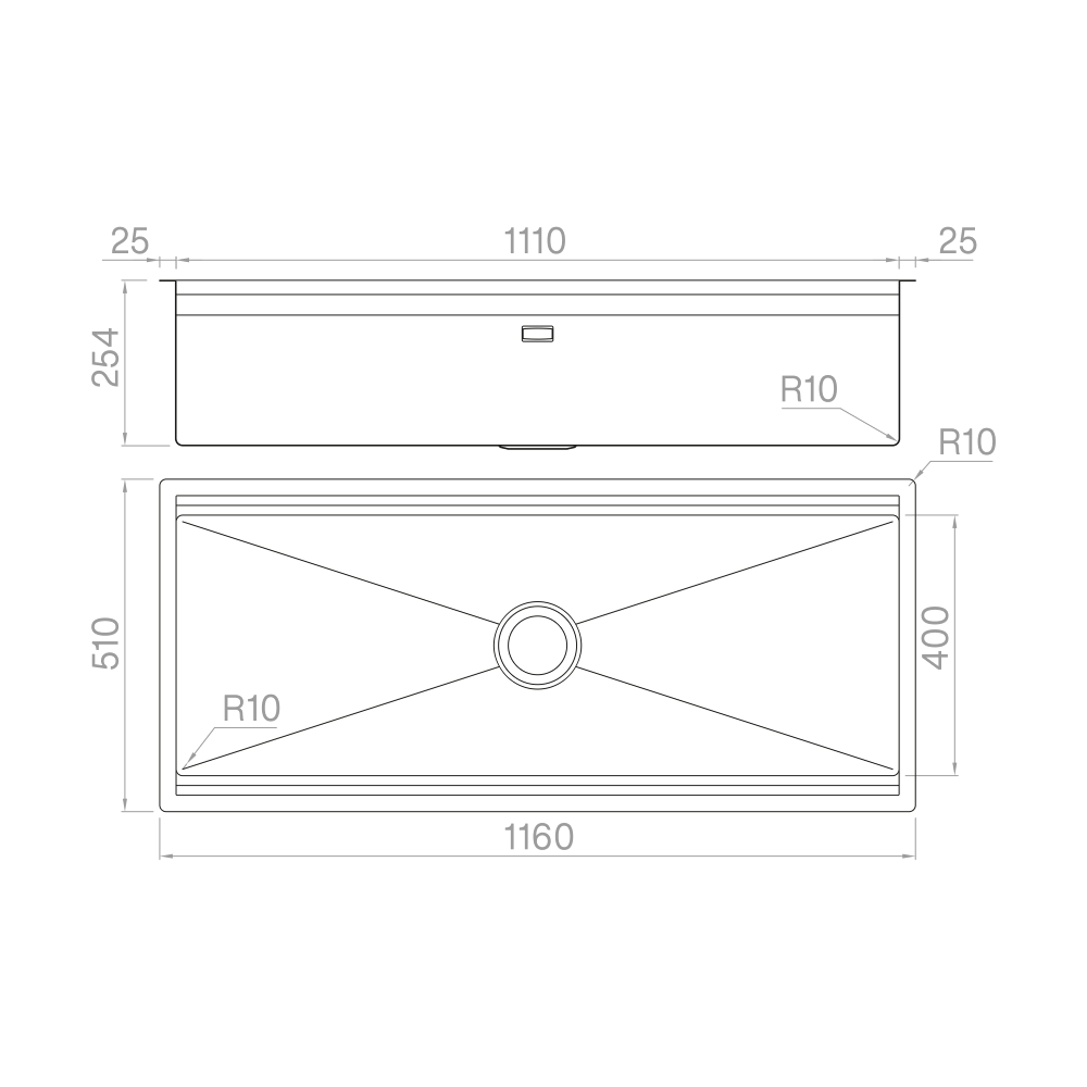 Artinox Planum XL 111, topmount multi-level sink